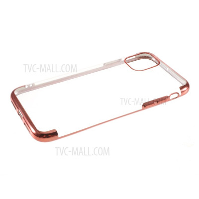 Силиконови гърбове Силиконови гърбове за Apple Iphone Луксозен силиконов гръб ТПУ кристално прозрачен за Apple iPhone 11 Pro Max 6.5 златисто розов кант